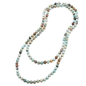 Natural Amazonite Stones Necklace 59"